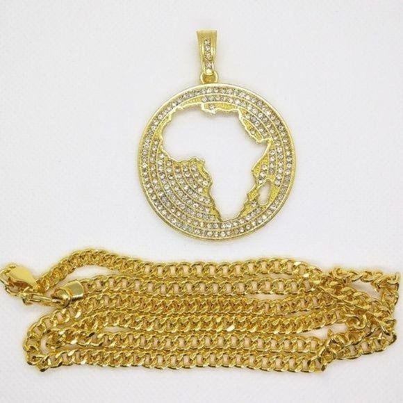 Men's Gold Plated Map Of Africa Cut Out - Picture 4 of 6